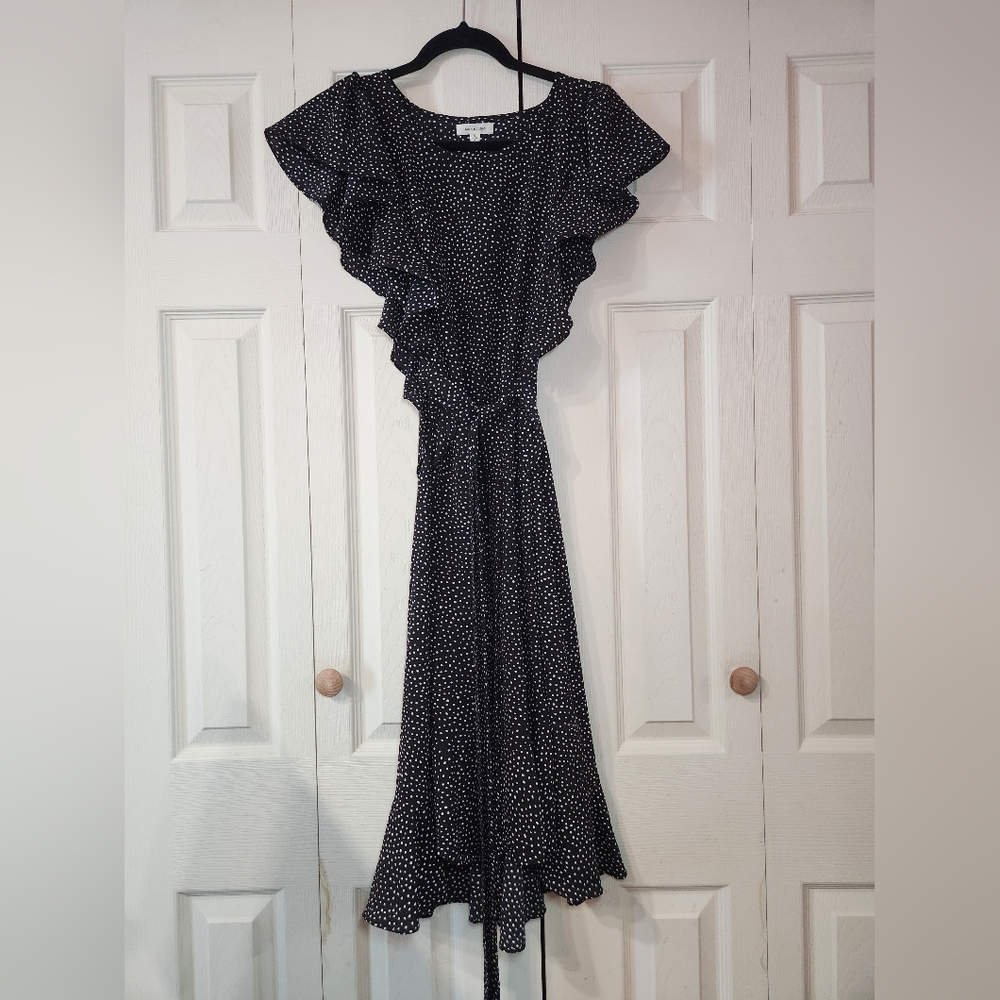 Small Max Studio ruffle hi lo midi polka dot dress